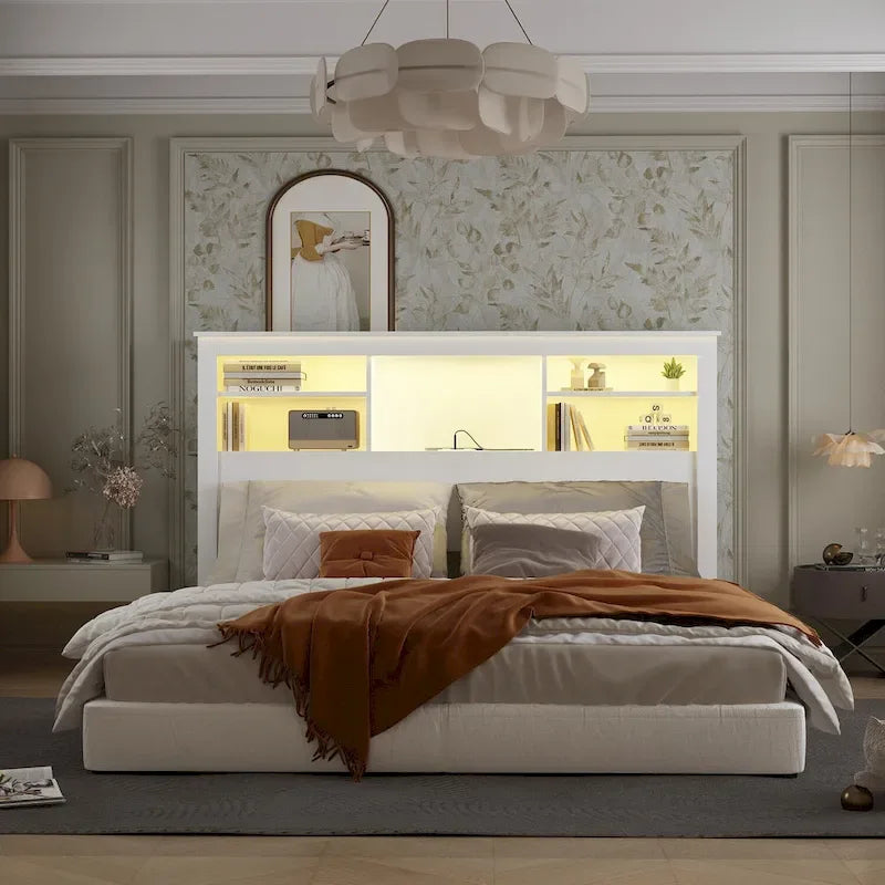 Tête de lit bibliothèque avec éclairage 65W x 43H