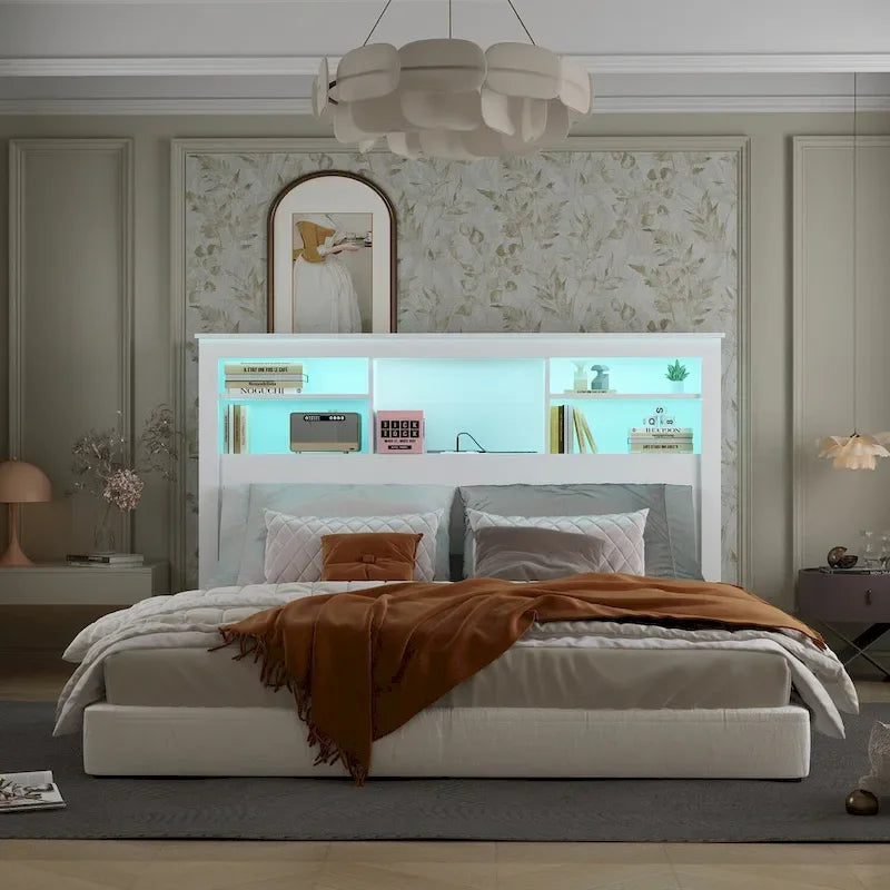 Tête de lit bibliothèque avec éclairage 65W x 43H