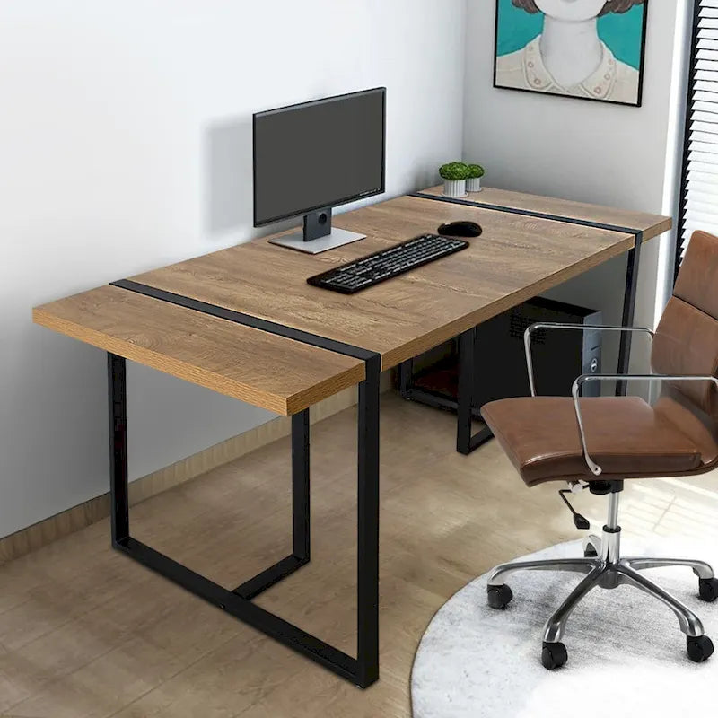 Bureau de travail rectangulaire moderne en bois pour ordinateur