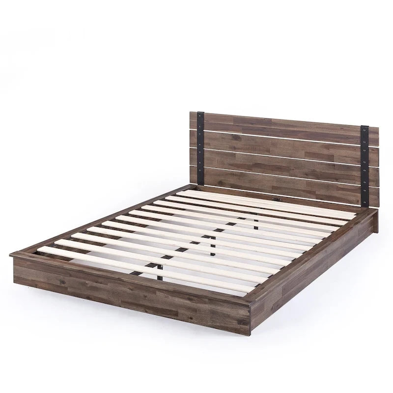 Cadre de lit plateforme Priage by ZINUS en métal et bois marron