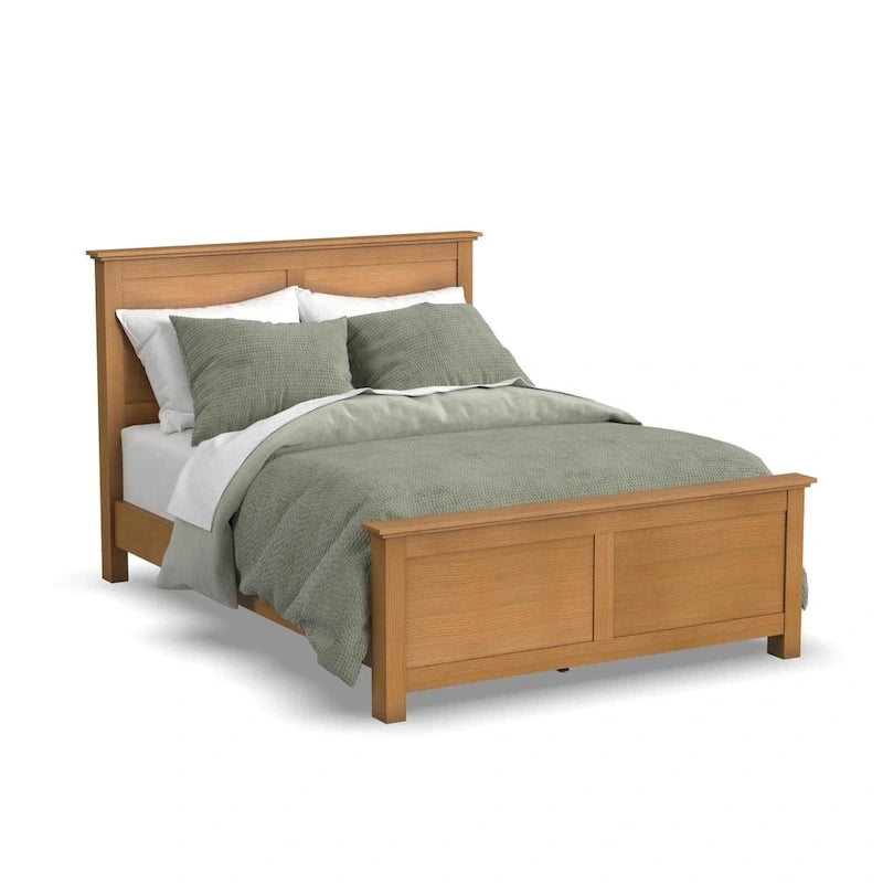 Lit Queen, table de chevet et commode en bois brun Oak Park