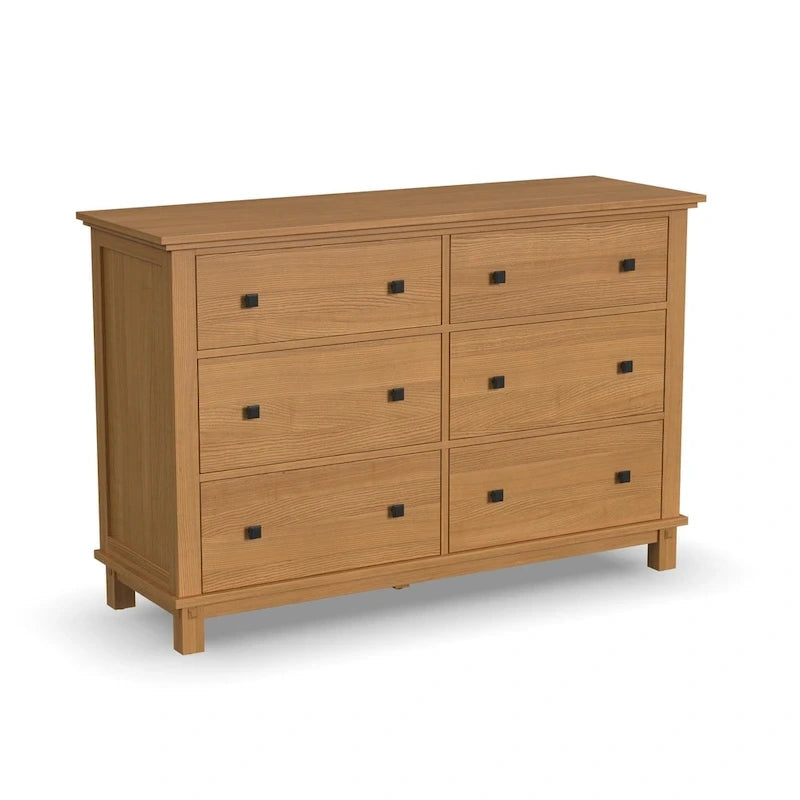 Lit Queen, table de chevet et commode en bois brun Oak Park