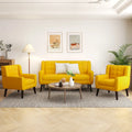 Causeuse rembourrée capitonnée incurvée moderne de 63 po avec 2 fauteuils d'appoint