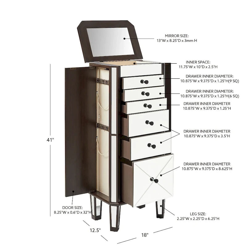 Miry Armoire à bijoux avec miroir