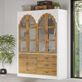 Armoire Classique Élégante - Garde-robe Rustique Extensible avec Porte en Verre