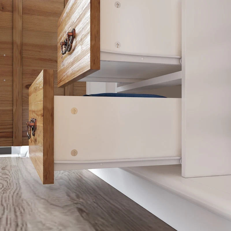 Armoire Classique Élégante - Garde-robe Rustique Extensible avec Porte en Verre