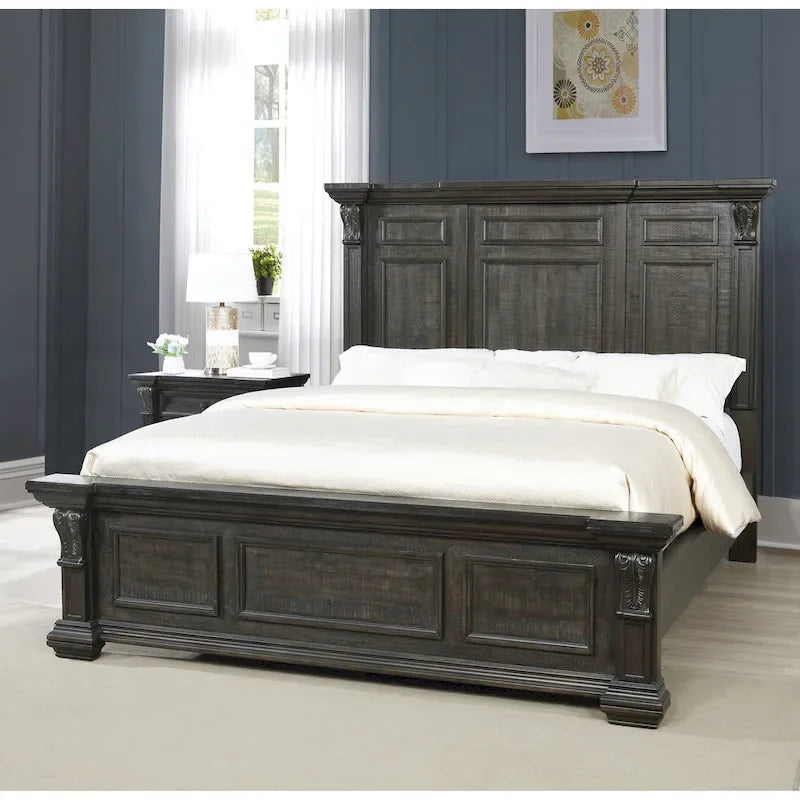 Ensemble de chambre à coucher 4 pièces Roundhill Furniture Farson avec finition en noyer foncé vieilli
