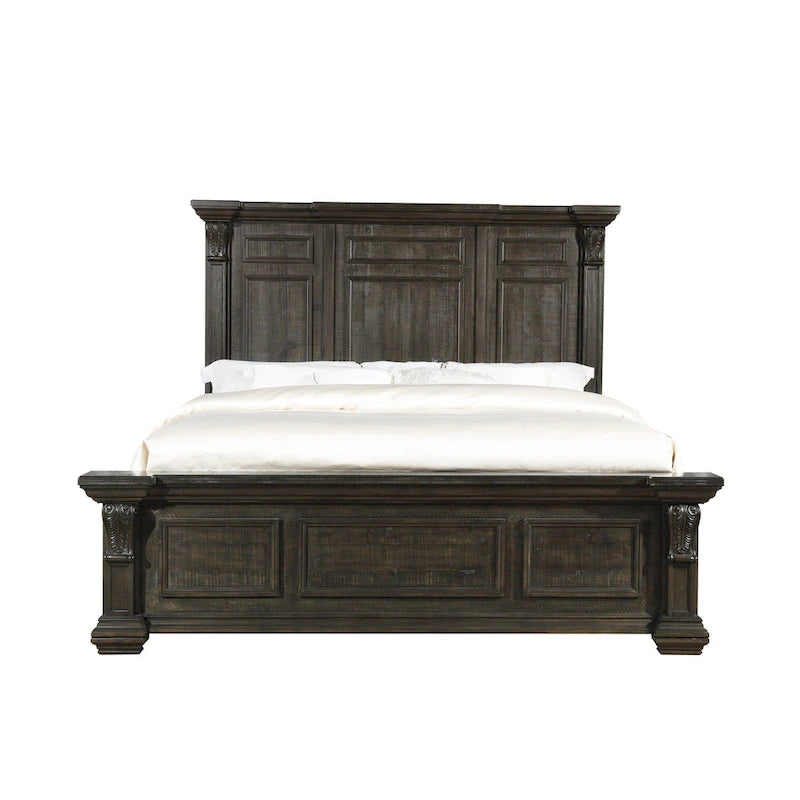 Ensemble de chambre à coucher 4 pièces Roundhill Furniture Farson avec finition en noyer foncé vieilli