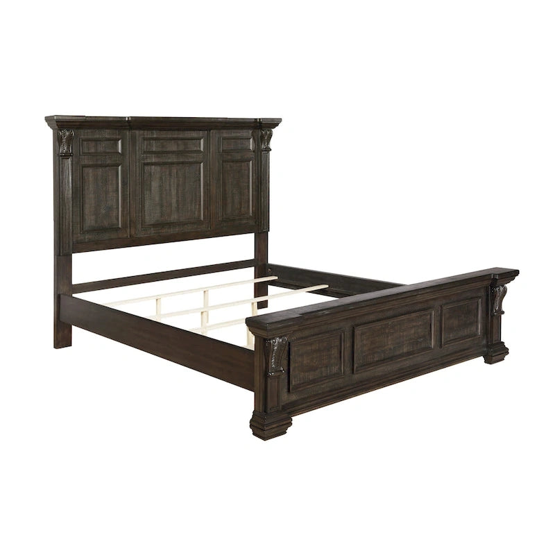 Ensemble de chambre à coucher 4 pièces Roundhill Furniture Farson avec finition en noyer foncé vieilli