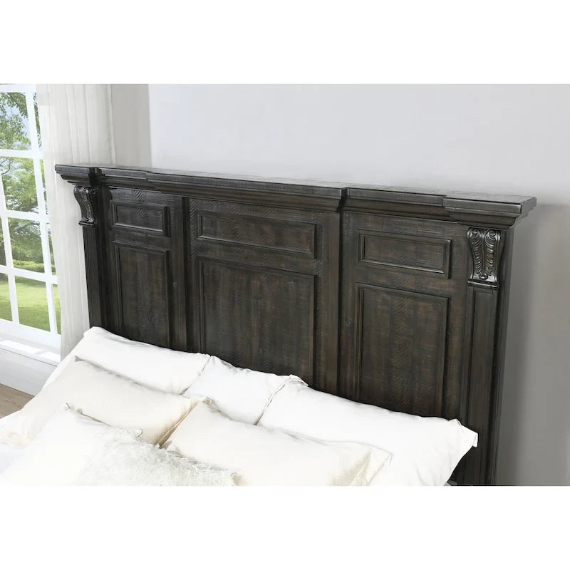 Ensemble de chambre à coucher 4 pièces Roundhill Furniture Farson avec finition en noyer foncé vieilli