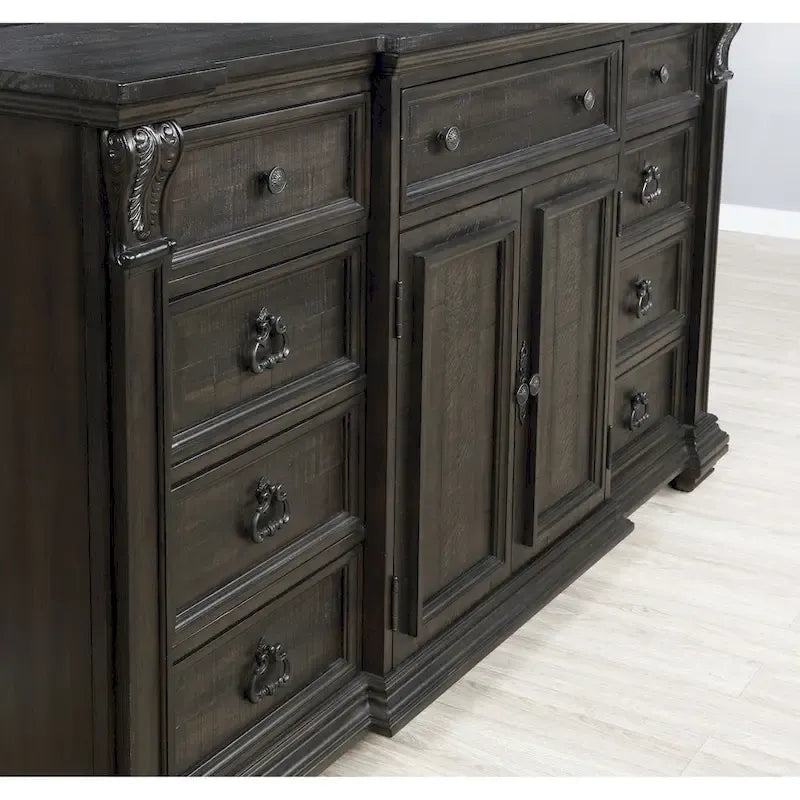 Ensemble de chambre à coucher 4 pièces Roundhill Furniture Farson avec finition en noyer foncé vieilli