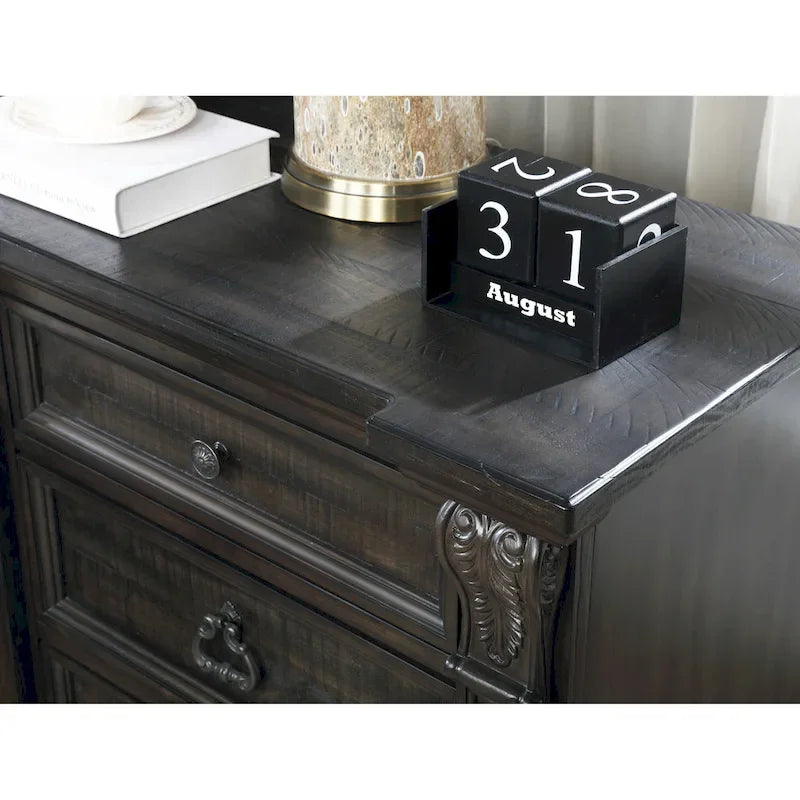 Ensemble de chambre à coucher 4 pièces Roundhill Furniture Farson avec finition en noyer foncé vieilli