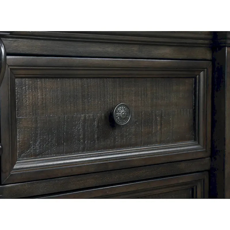 Ensemble de chambre à coucher 4 pièces Roundhill Furniture Farson avec finition en noyer foncé vieilli