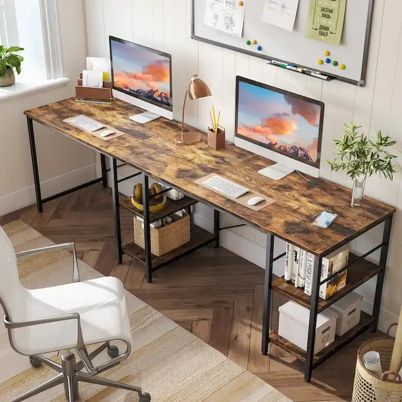 Bureau d'angle de 95,2 pouces avec étagères Bureau d'ordinateur pour la maison