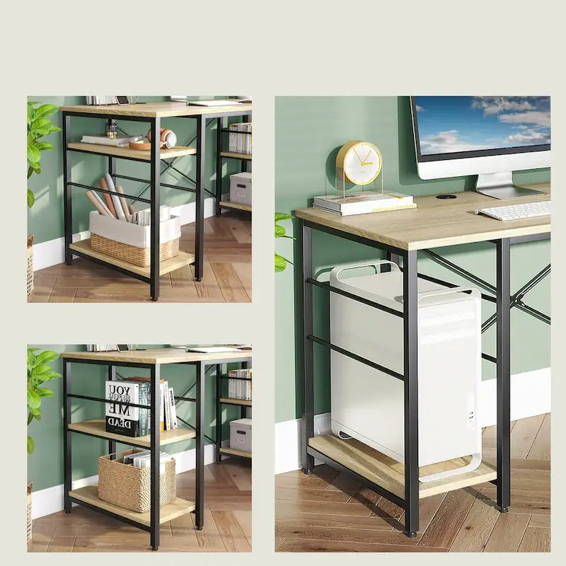 Bureau d'angle de 95,2 pouces avec étagères Bureau d'ordinateur pour la maison