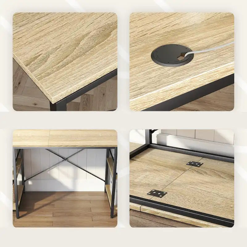 Bureau d'angle de 95,2 pouces avec étagères Bureau d'ordinateur pour la maison