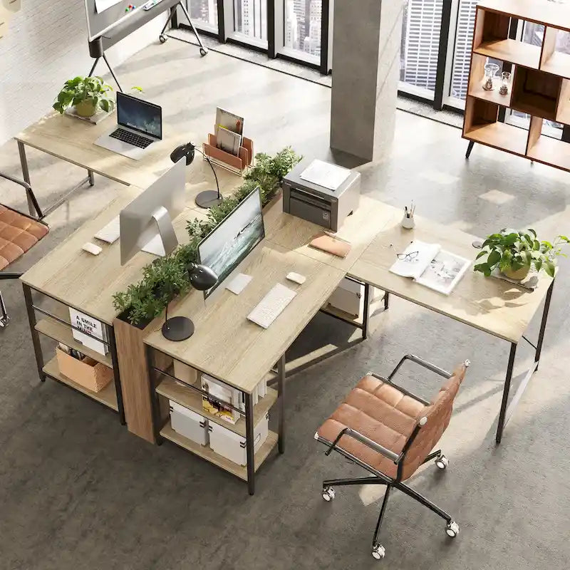 Bureau d'angle de 95,2 pouces avec étagères Bureau d'ordinateur pour la maison