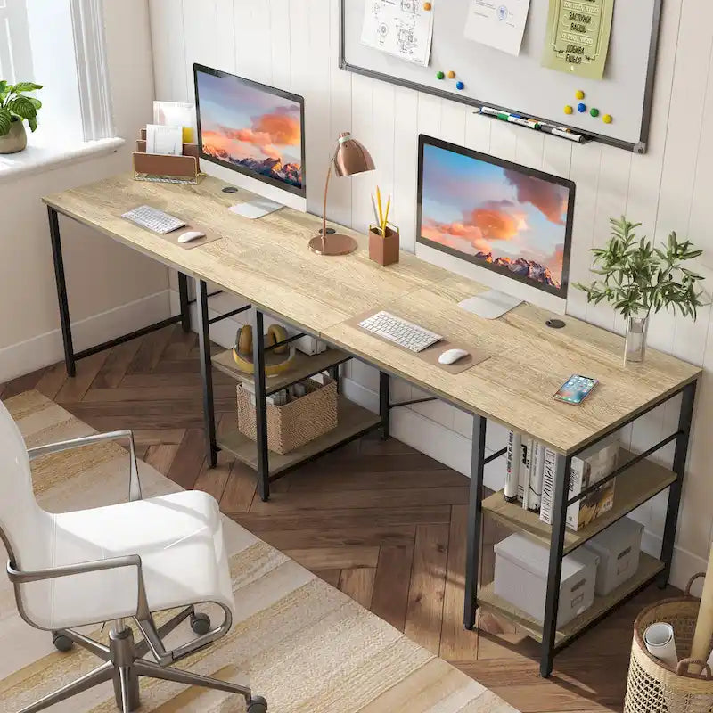 Bureau d'angle de 95,2 pouces avec étagères Bureau d'ordinateur pour la maison