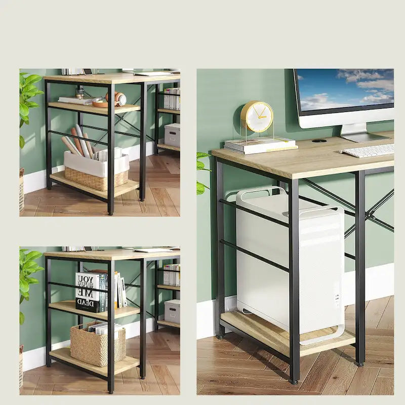 Bureau d'angle de 95,2 pouces avec étagères Bureau d'ordinateur pour la maison