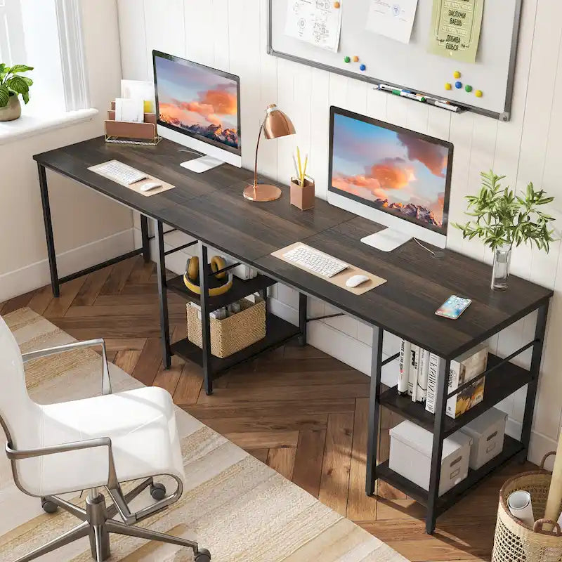 Bureau d'angle de 95,2 pouces avec étagères Bureau d'ordinateur pour la maison