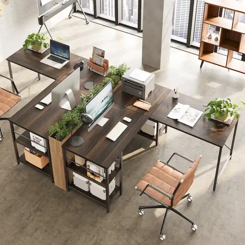 Bureau d'angle de 95,2 pouces avec étagères Bureau d'ordinateur pour la maison