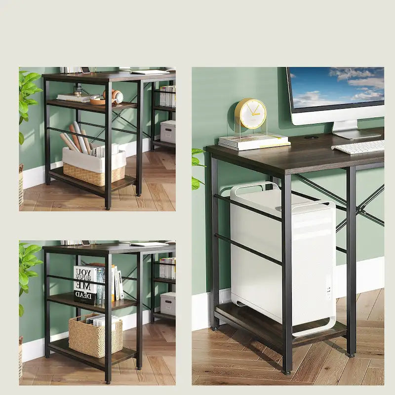 Bureau d'angle de 95,2 pouces avec étagères Bureau d'ordinateur pour la maison
