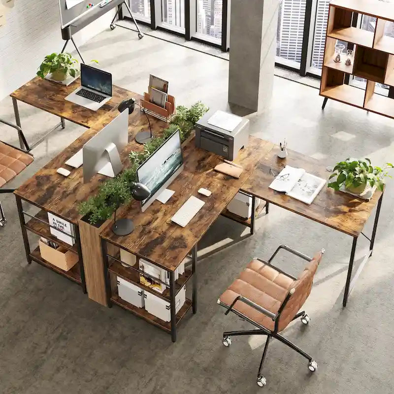Bureau d'angle de 95,2 pouces avec étagères Bureau d'ordinateur pour la maison