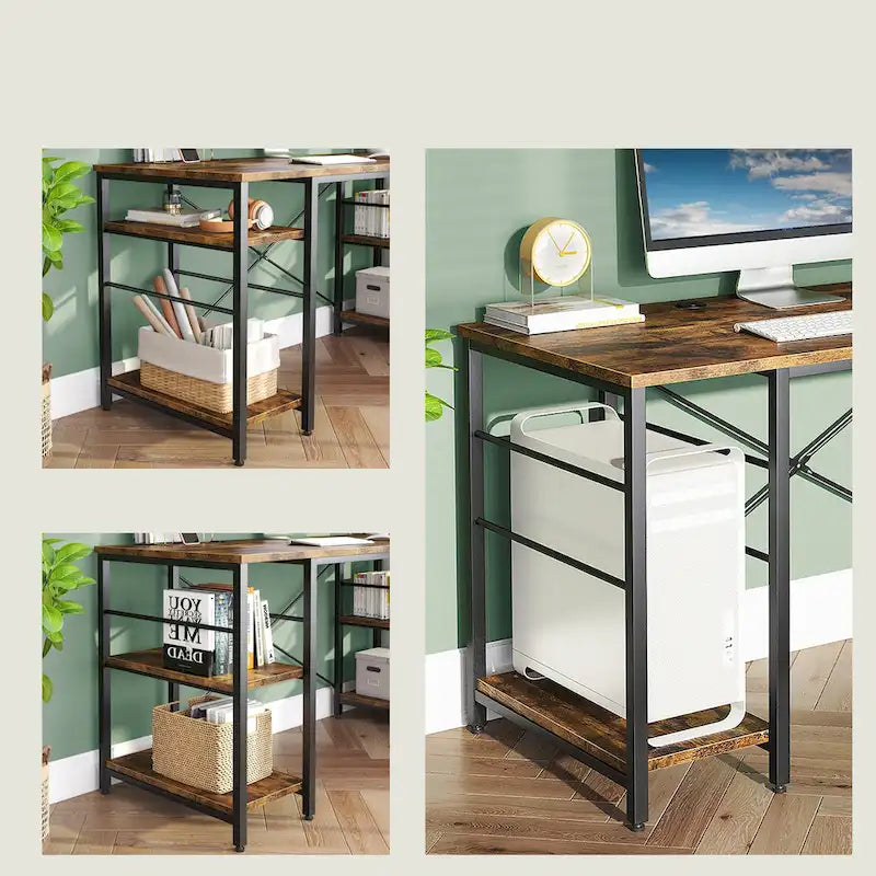 Bureau d'angle de 95,2 pouces avec étagères Bureau d'ordinateur pour la maison