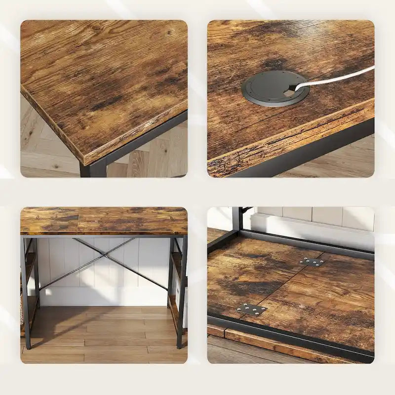 Bureau d'angle de 95,2 pouces avec étagères Bureau d'ordinateur pour la maison