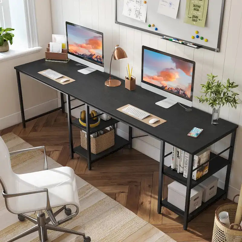 Bureau d'angle de 95,2 pouces avec étagères Bureau d'ordinateur pour la maison