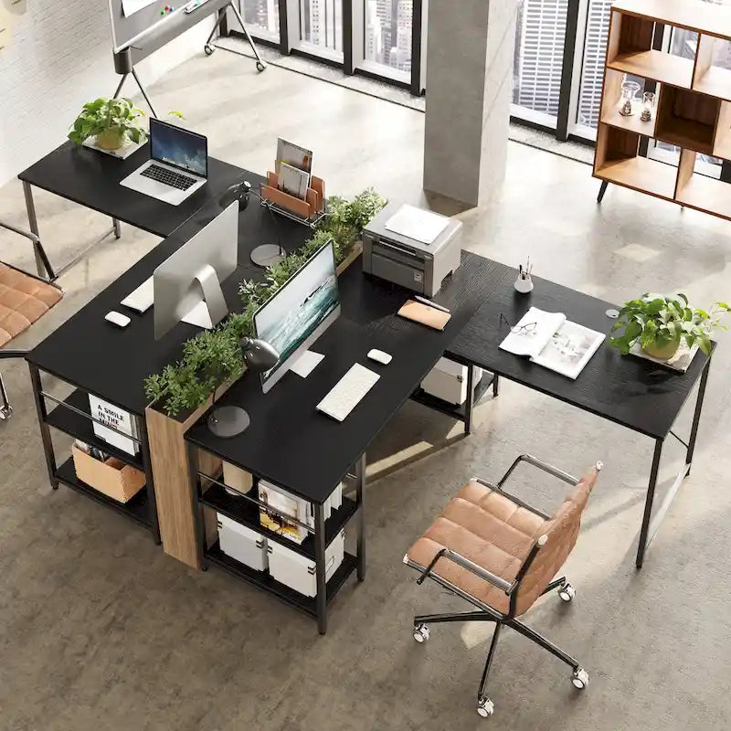 Bureau d'angle de 95,2 pouces avec étagères Bureau d'ordinateur pour la maison