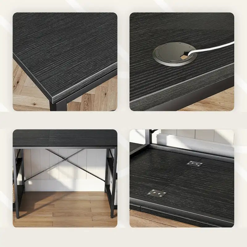 Bureau d'angle de 95,2 pouces avec étagères Bureau d'ordinateur pour la maison