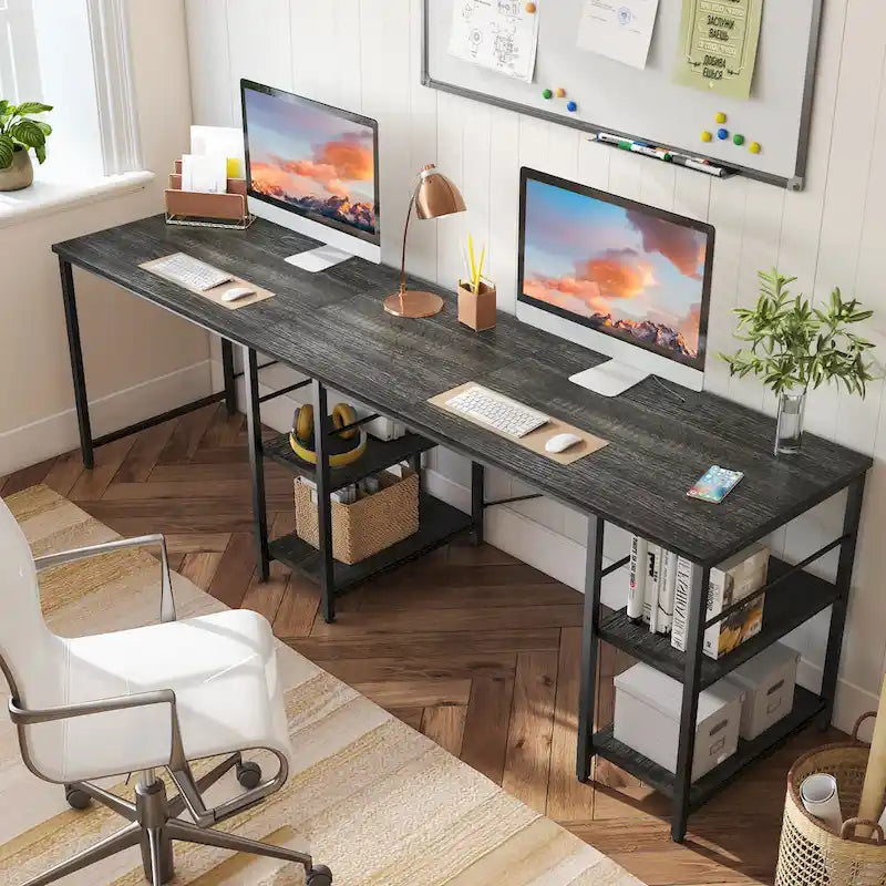 Bureau d'angle de 95,2 pouces avec étagères Bureau d'ordinateur pour la maison