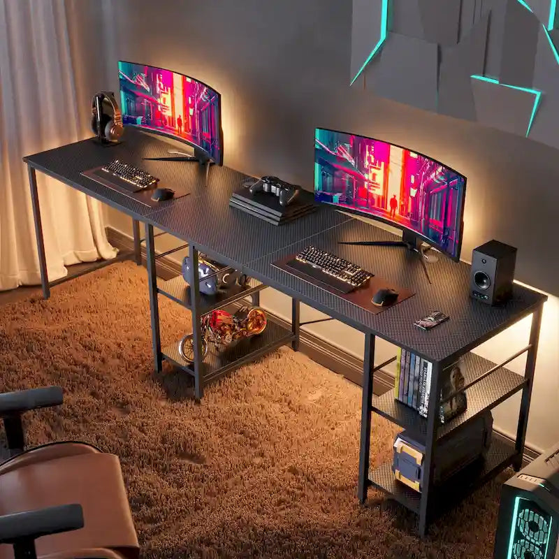 Bureau d'angle de 95,2 pouces avec étagères Bureau d'ordinateur pour la maison