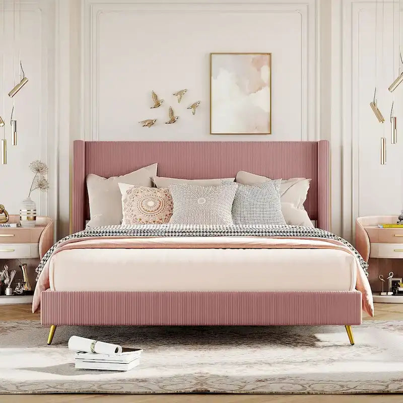 Lit plateforme Queen Size avec pieds en métal