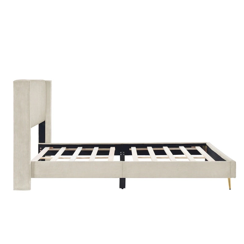 Lit plateforme Queen Size avec pieds en métal