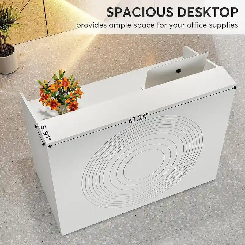 Comptoir d'accueil de 47 pouces avec passe-câbles, comptoir de caisse moderne pour magasin, hall d'entrée, salon de beauté