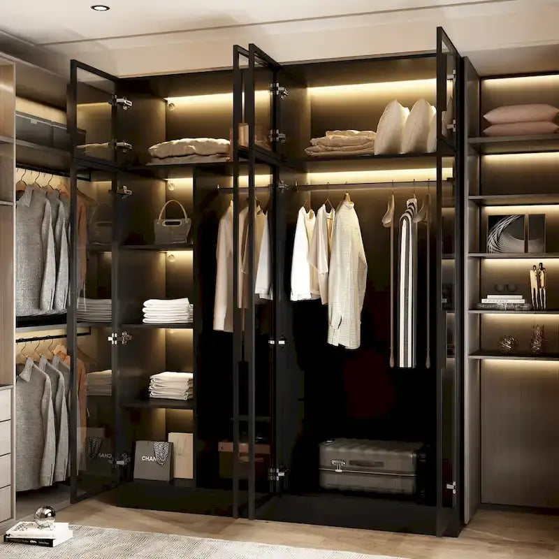Armoire moderne à cadre en aluminium : design spacieux avec armoires LED