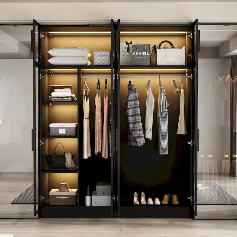 Armoire moderne à cadre en aluminium : design spacieux avec armoires LED