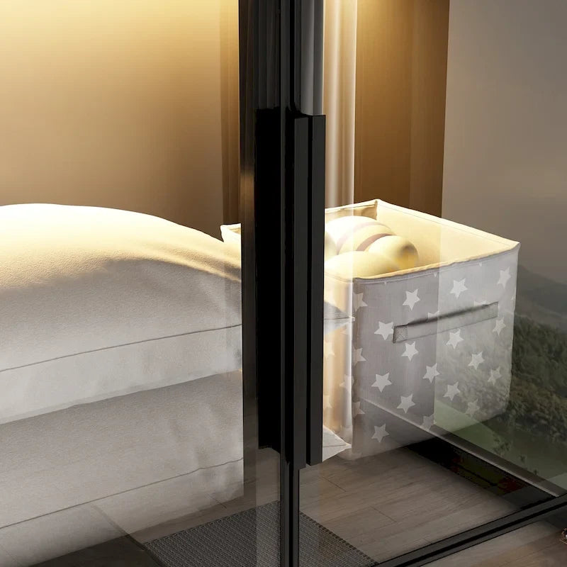 Armoire moderne à cadre en aluminium : design spacieux avec armoires LED