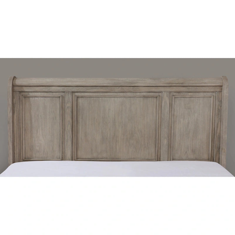 Ensemble de chambre à coucher 3 pièces Nahkohe avec rangement, en bois gris de transition et lit traîneau avec ports USB, par Furniture of America