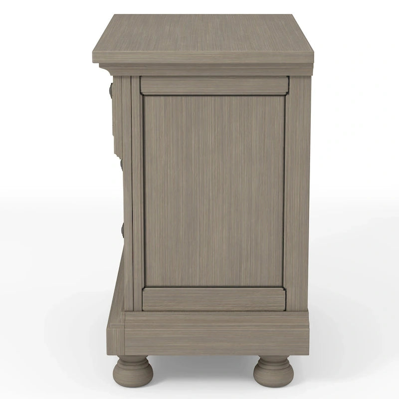 Ensemble de chambre à coucher 3 pièces Nahkohe avec rangement, en bois gris de transition et lit traîneau avec ports USB, par Furniture of America
