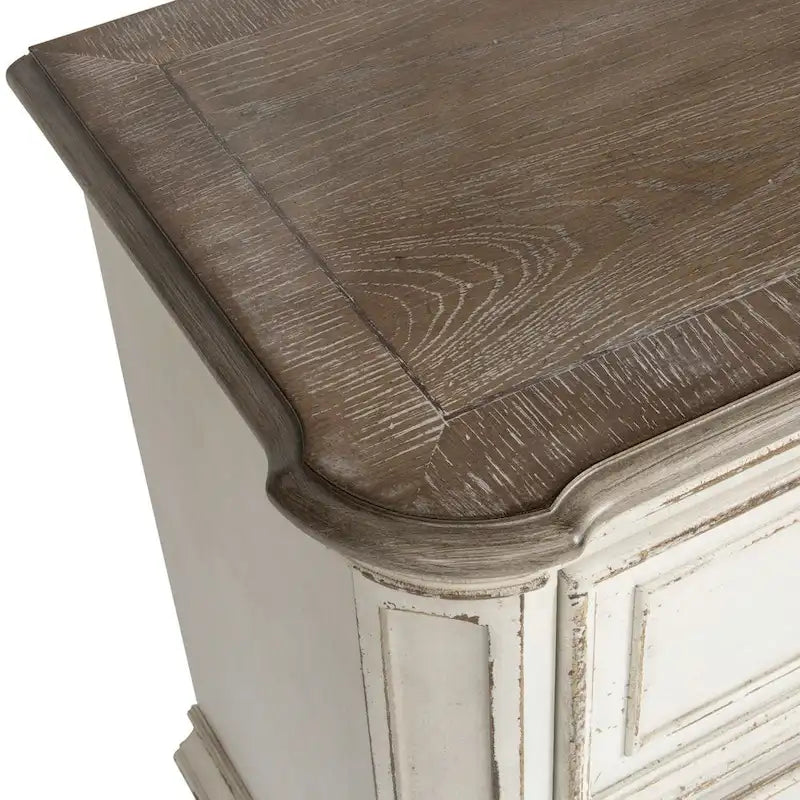 Table de chevet à 2 tiroirs en chêne Magnolia Manor pour chambre à coucher - 2 options de finition