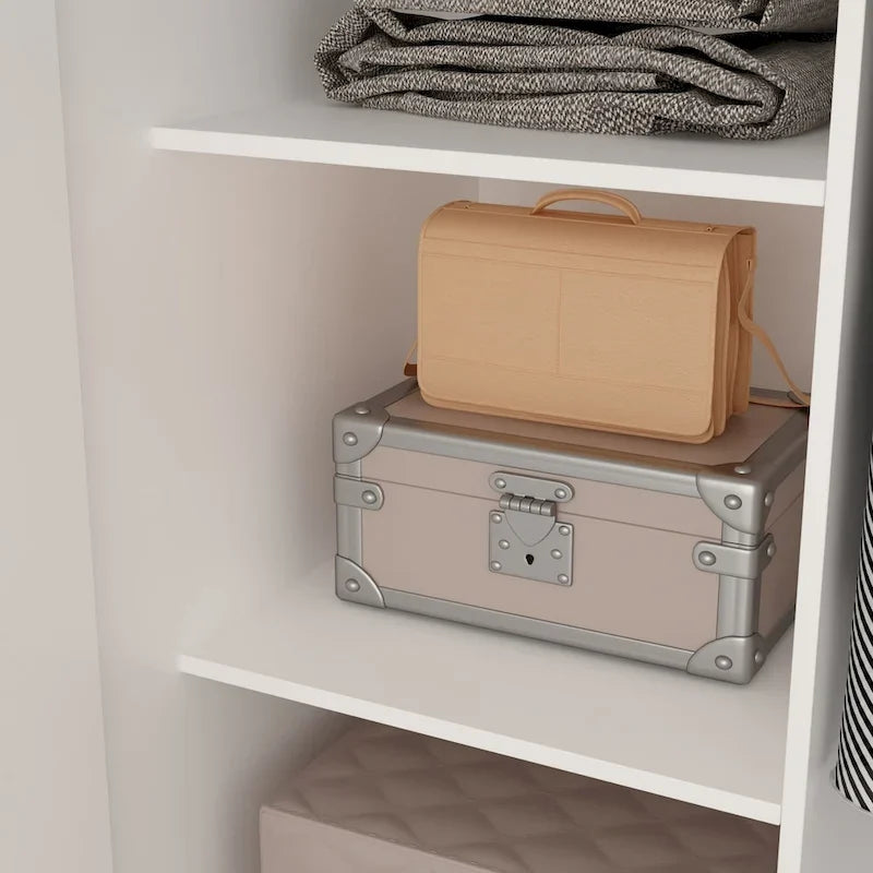Armoire Kerrogee à 5 niveaux avec 2 portes et une tringle de suspension – 80L x 40P x 180H cm