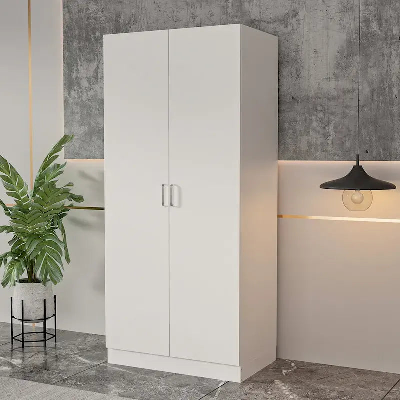 Armoire Kerrogee à 5 niveaux avec 2 portes et une tringle de suspension – 80L x 40P x 180H cm
