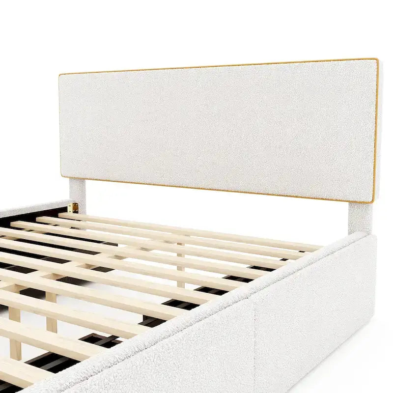 Lit plateforme capitonné Queen Size avec 4 tiroirs