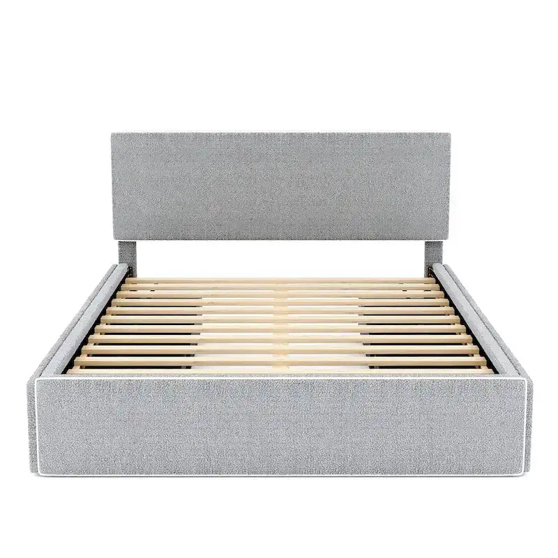 Lit plateforme capitonné Queen Size avec 4 tiroirs