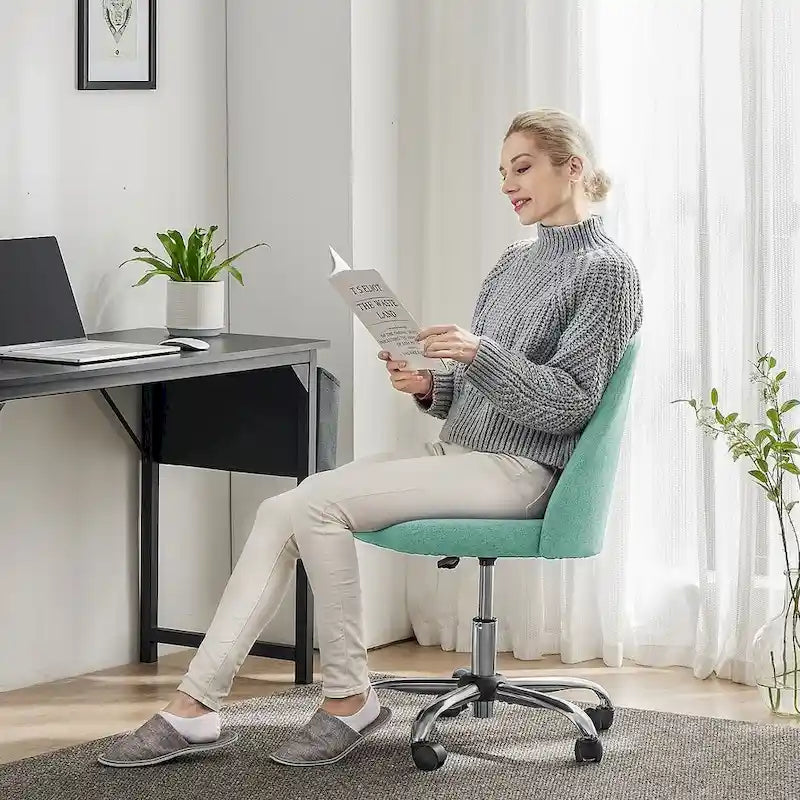 Chaise de bureau à roulettes, hauteur réglable, revêtement en tissu, pivotante