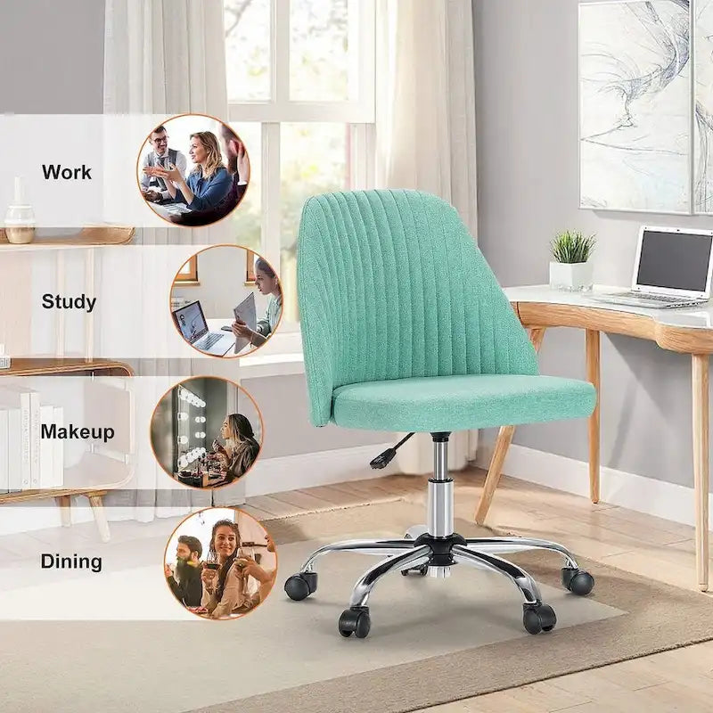 Chaise de bureau à roulettes, hauteur réglable, revêtement en tissu, pivotante