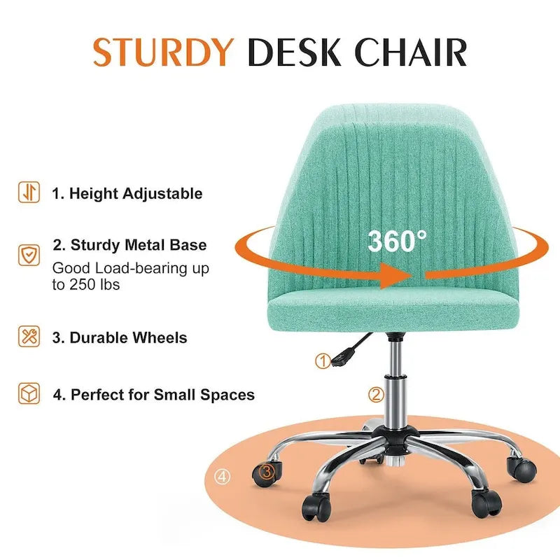 Chaise de bureau à roulettes, hauteur réglable, revêtement en tissu, pivotante